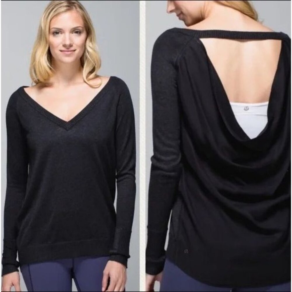 Lululemon Open Back Drape Pullover Sweater Black … - image 1